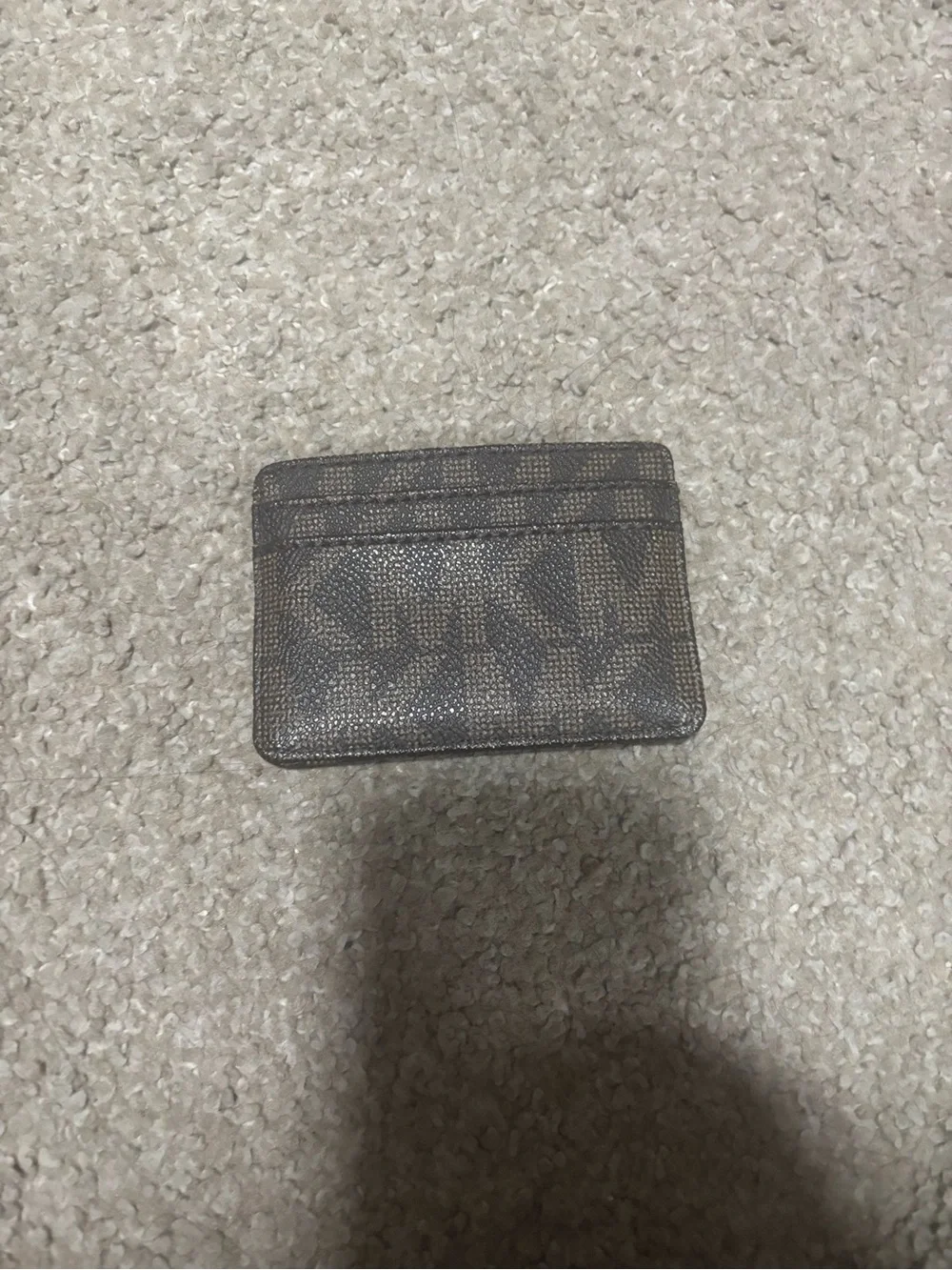 Michael Kors Brown Logo Monogram Card Holder with Gold Plaque